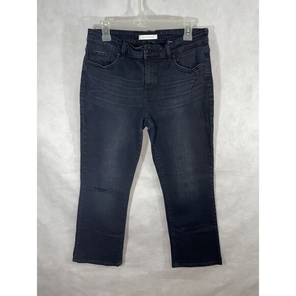 Eunina Distressed Midrise Crop Boot Jeans Size 30 Black - Picture 1 of 8